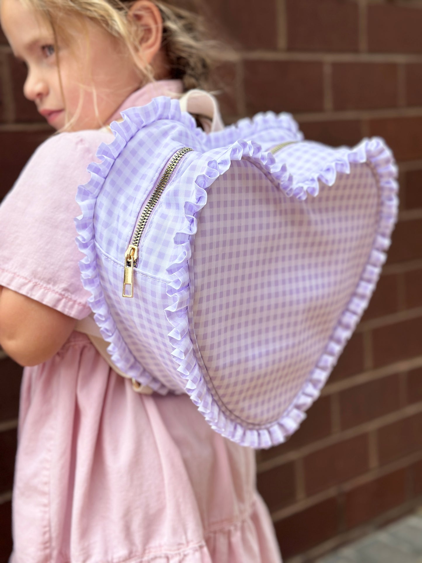Purple Picnic Heart Backpack