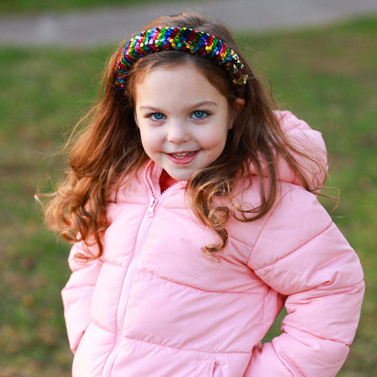 Reversible Sequin Headband - Kids Padded Hair Band: Rainbow/Gold