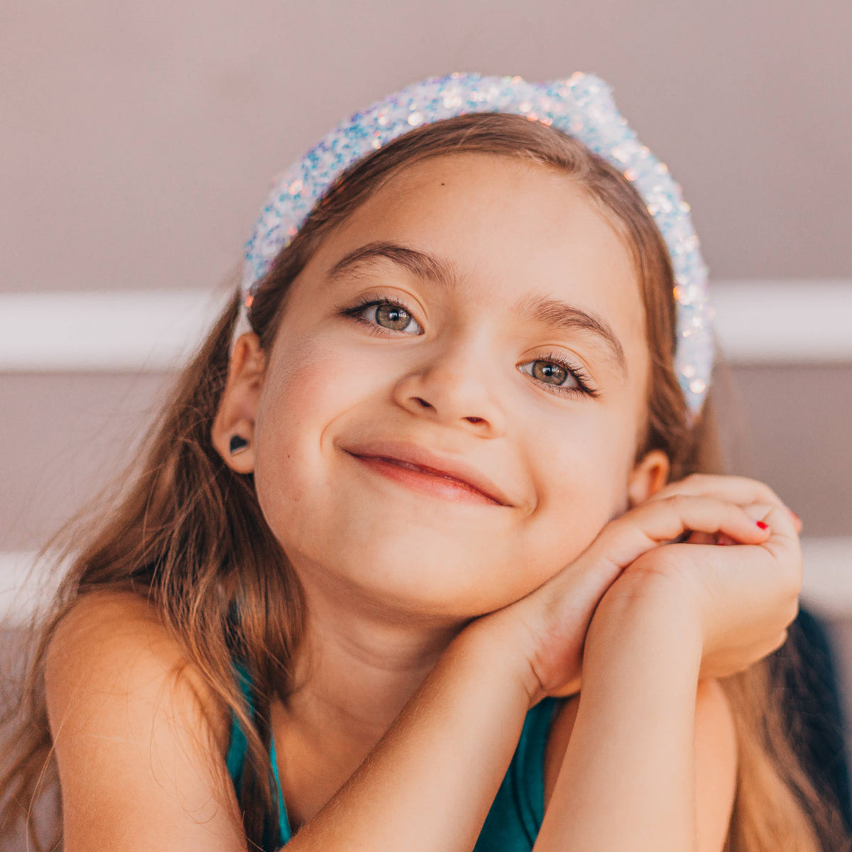 Kids Knot Headband - Sequin Knotted Hair Band Accessories: White