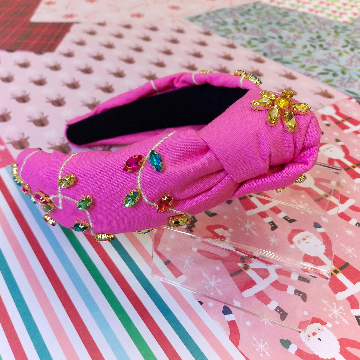 Pink Holiday Lights Headband