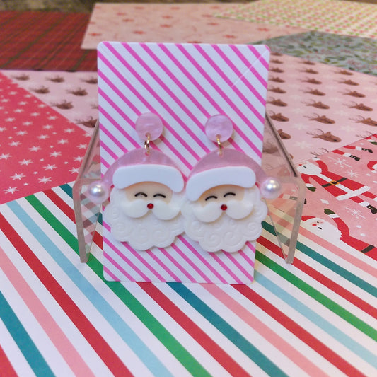 Pink Santa Dangle Earrings