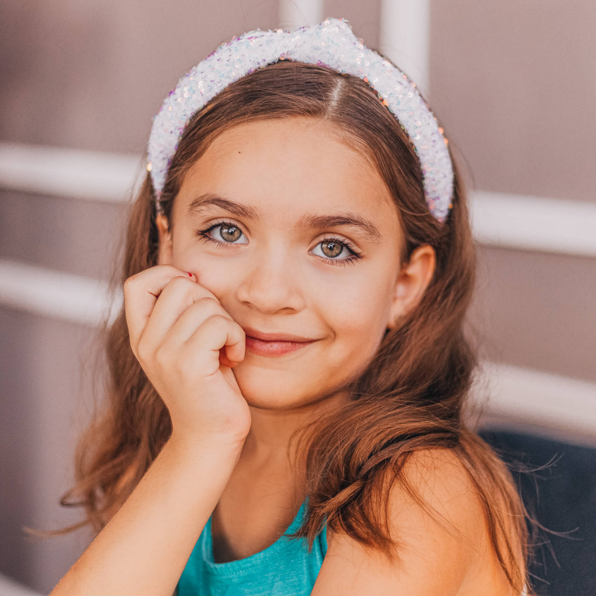 Kids Knot Headband - Sequin Knotted Hair Band Accessories: Rainbow