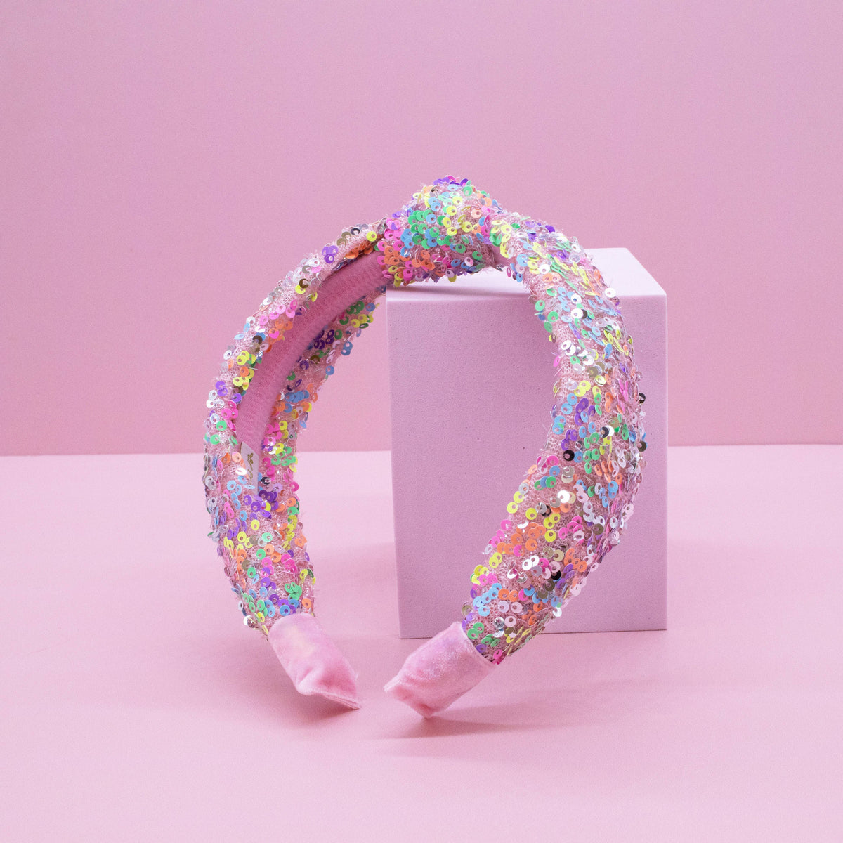 Kids Knot Headband - Sequin Knotted Hair Band Accessories: Rainbow