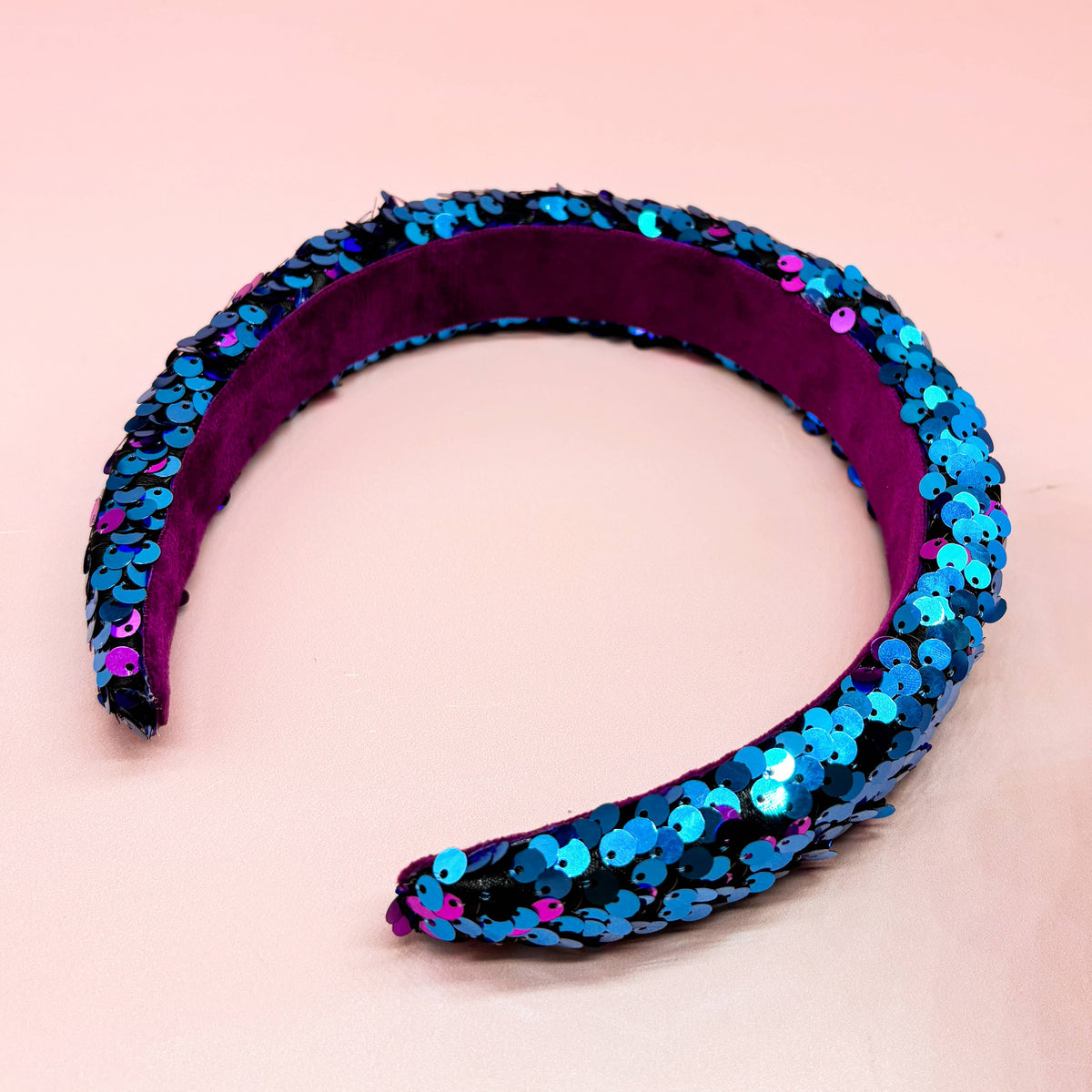 Reversible Sequin Headband - Kids Padded Hair Band: Rainbow/Gold