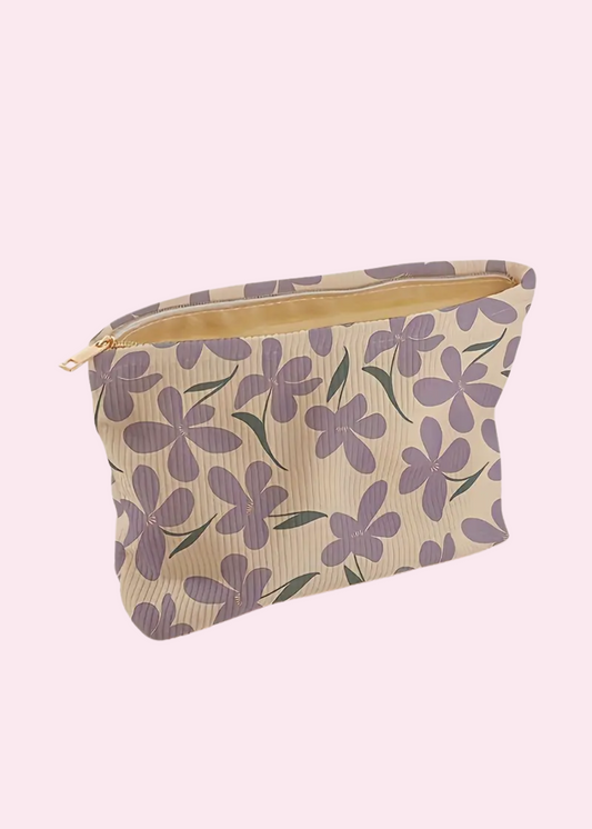 Purple Flowers Makeup Bag