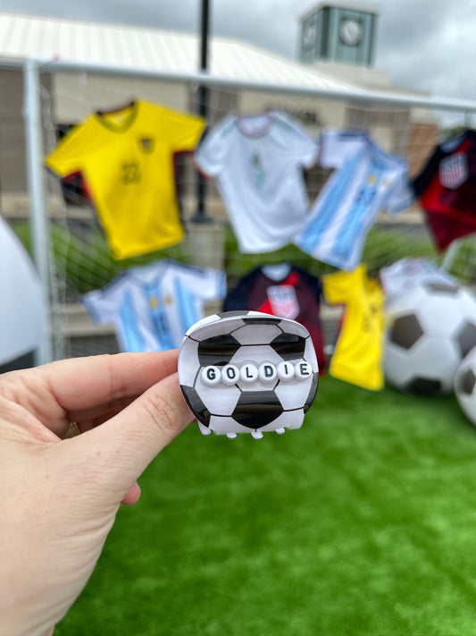 Personalized Mini Soccer Claw Clip