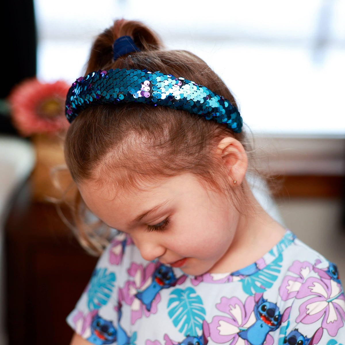 Reversible Sequin Headband - Kids Padded Hair Band: Rainbow/Gold