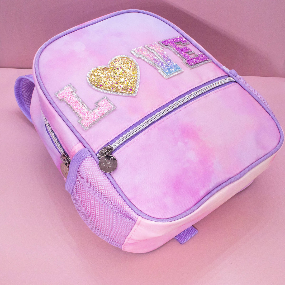 Girls Backpack with Glitter Varsity Letters - Mini Tie Dye: Tie Dye STUFF
