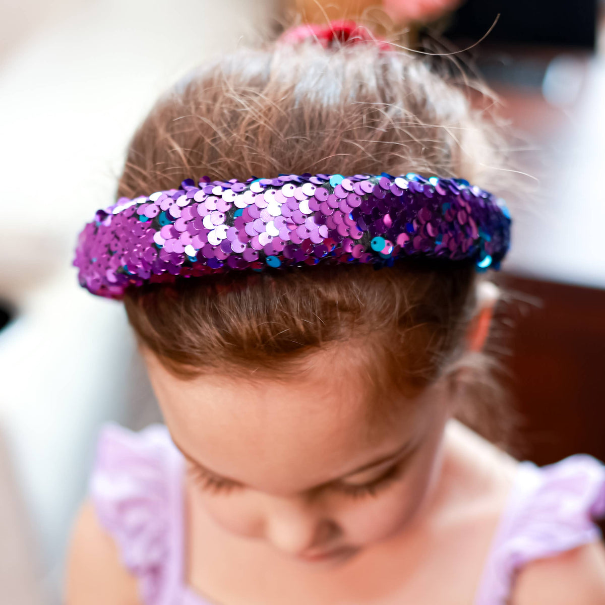 Reversible Sequin Headband - Kids Padded Hair Band: Rainbow/Gold
