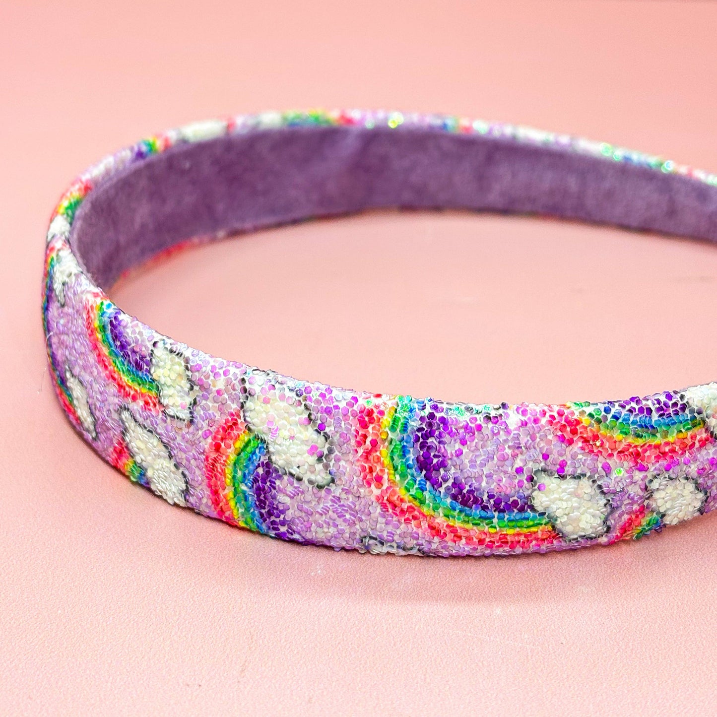Rainbow Glitter Headband - Kids Hair Accessories: White