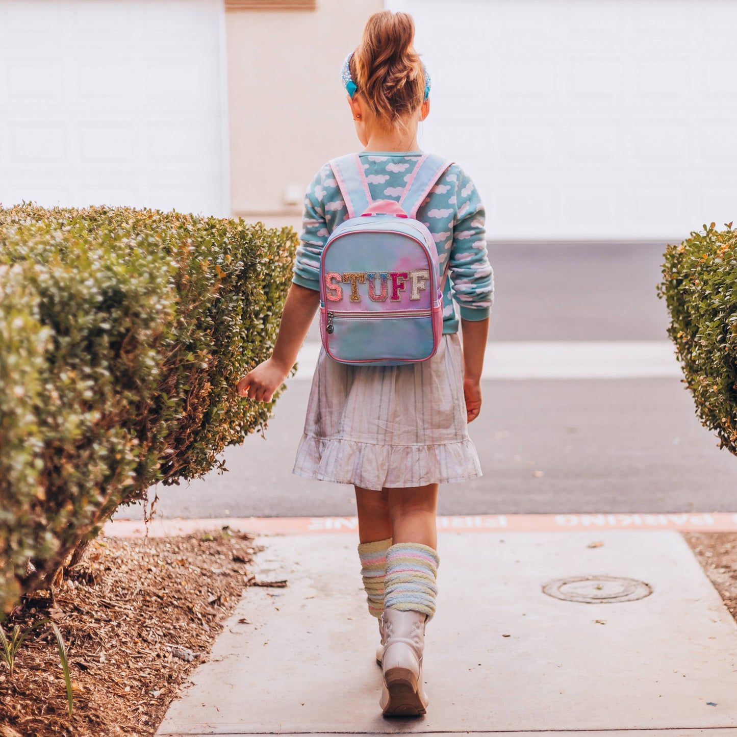 Girls Backpack with Glitter Varsity Letters - Mini Tie Dye: Tie Dye STUFF