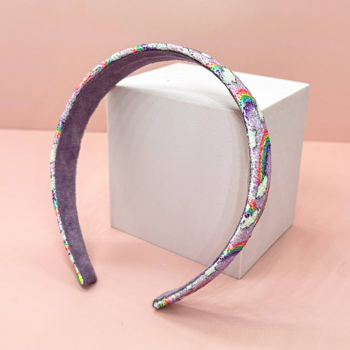 Rainbow Glitter Headband - Kids Hair Accessories: White