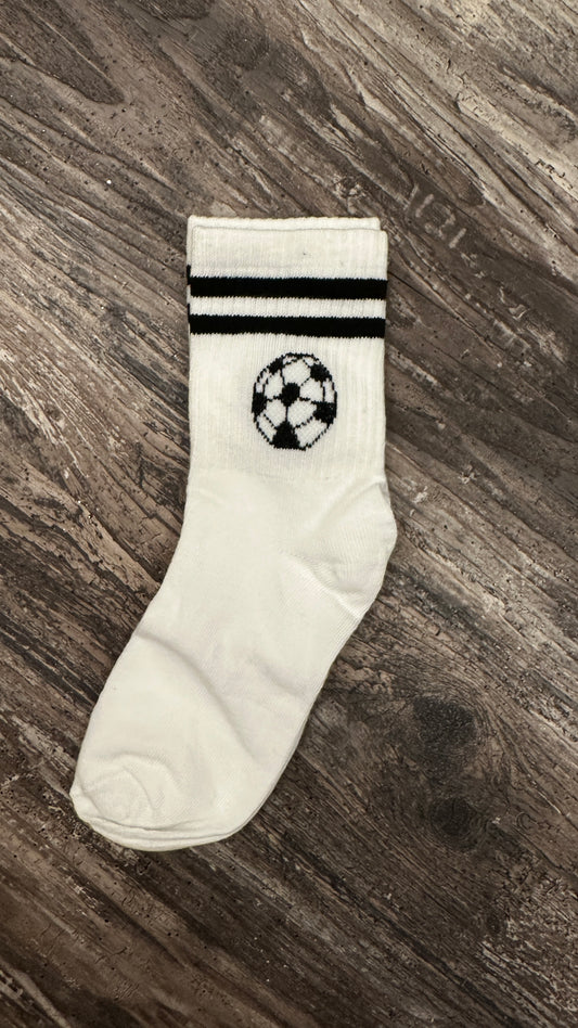 White Soccer Socks - 1 pair, 1 size fits most adults