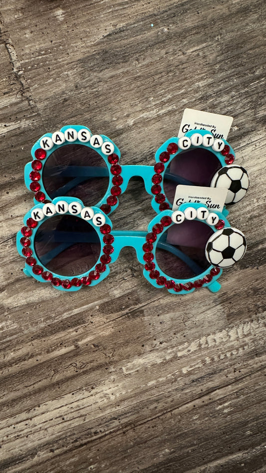 Teal & Red KC Soccer Girls Sunnies