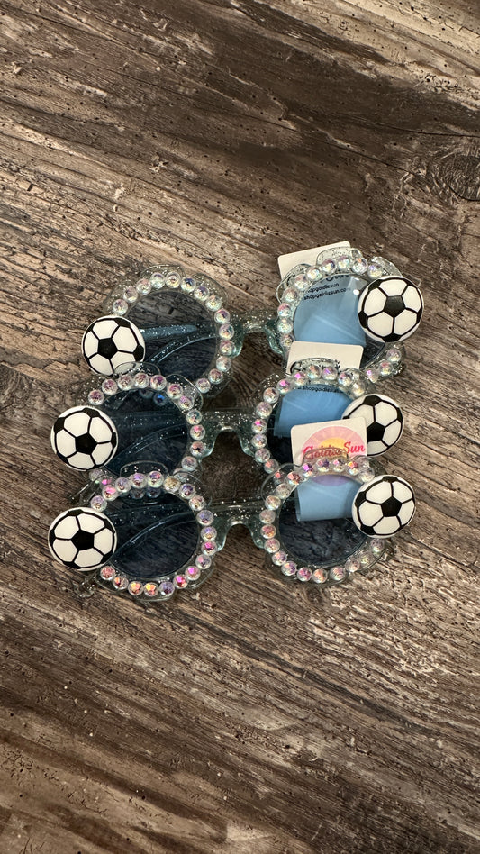 Transparent Blue + Silver Soccer Sunnies (Girls)