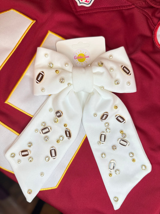 Oversized White Football Bow