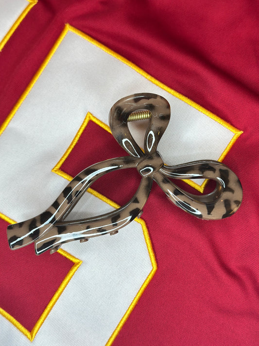 Leopard Bow Claw Clip