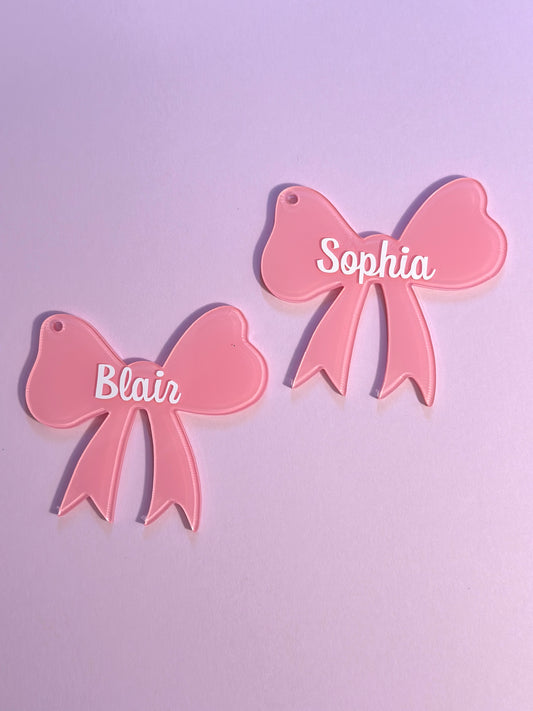 Personalized Acrylic Tag - Pink Bow