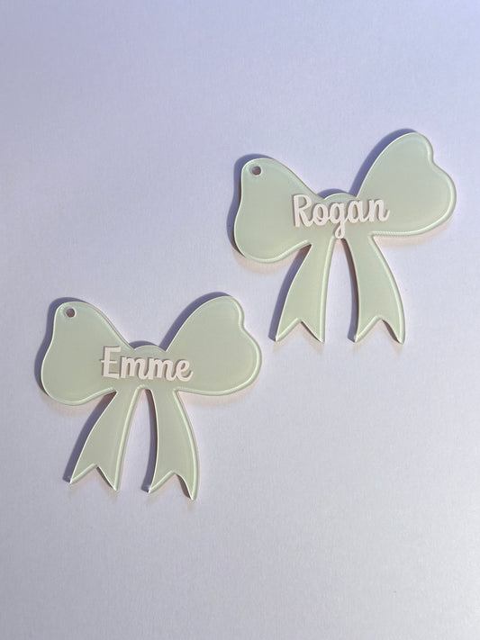 Personalized Acrylic Tag - White Bow