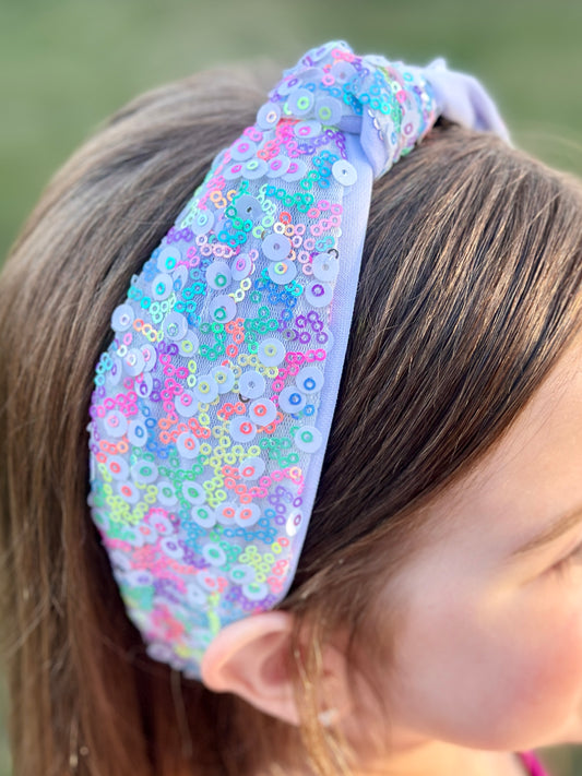 White Rainbow Sequin Headband