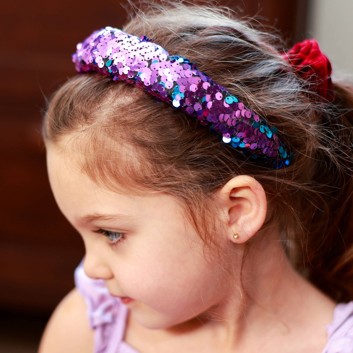 Reversible Sequin Headband - Kids Padded Hair Band: Rainbow/Gold
