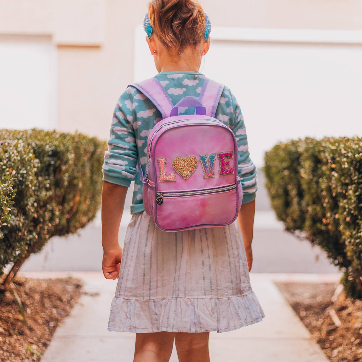Girls Backpack with Glitter Varsity Letters - Mini Tie Dye: Tie Dye STUFF