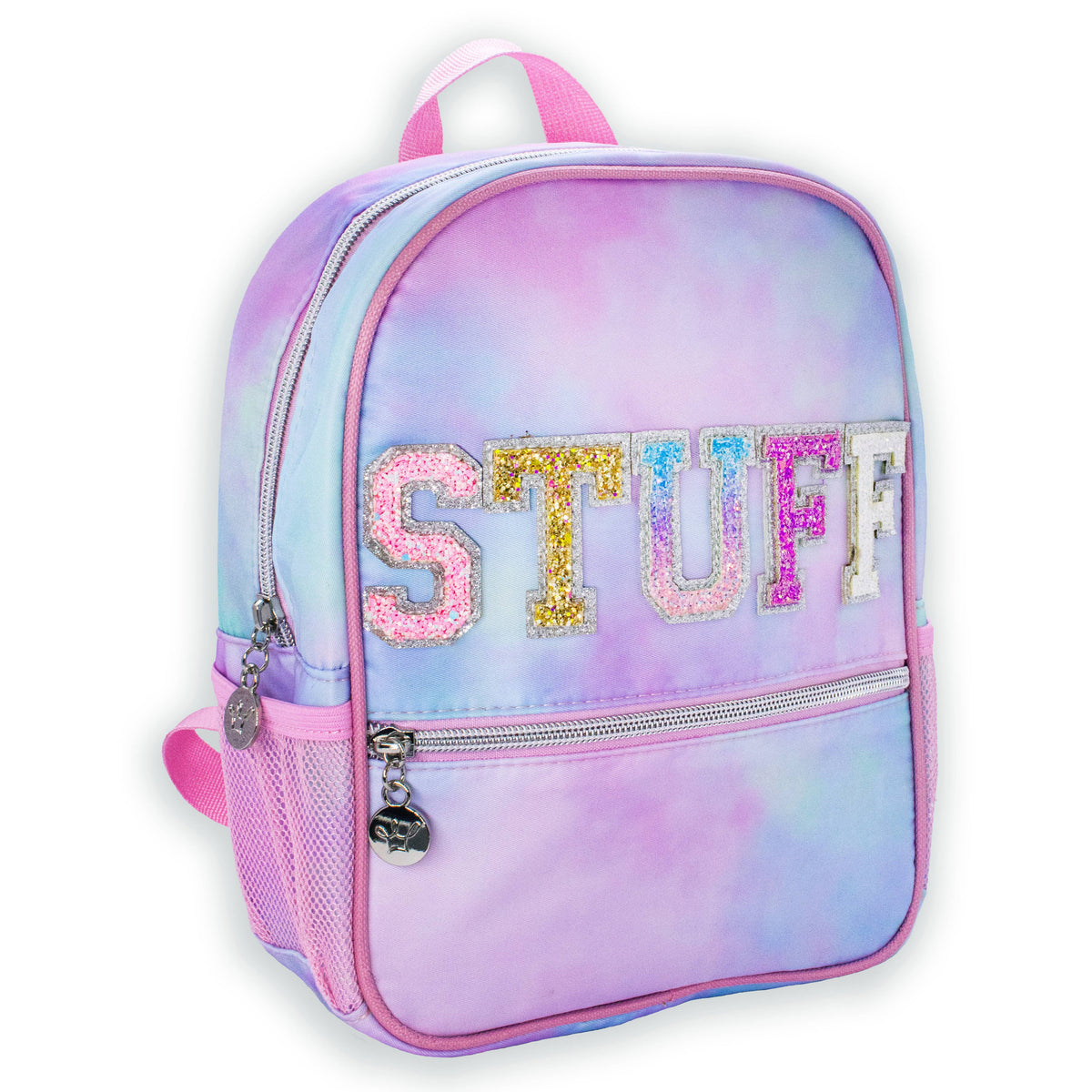Girls Backpack with Glitter Varsity Letters - Mini Tie Dye: Tie Dye STUFF