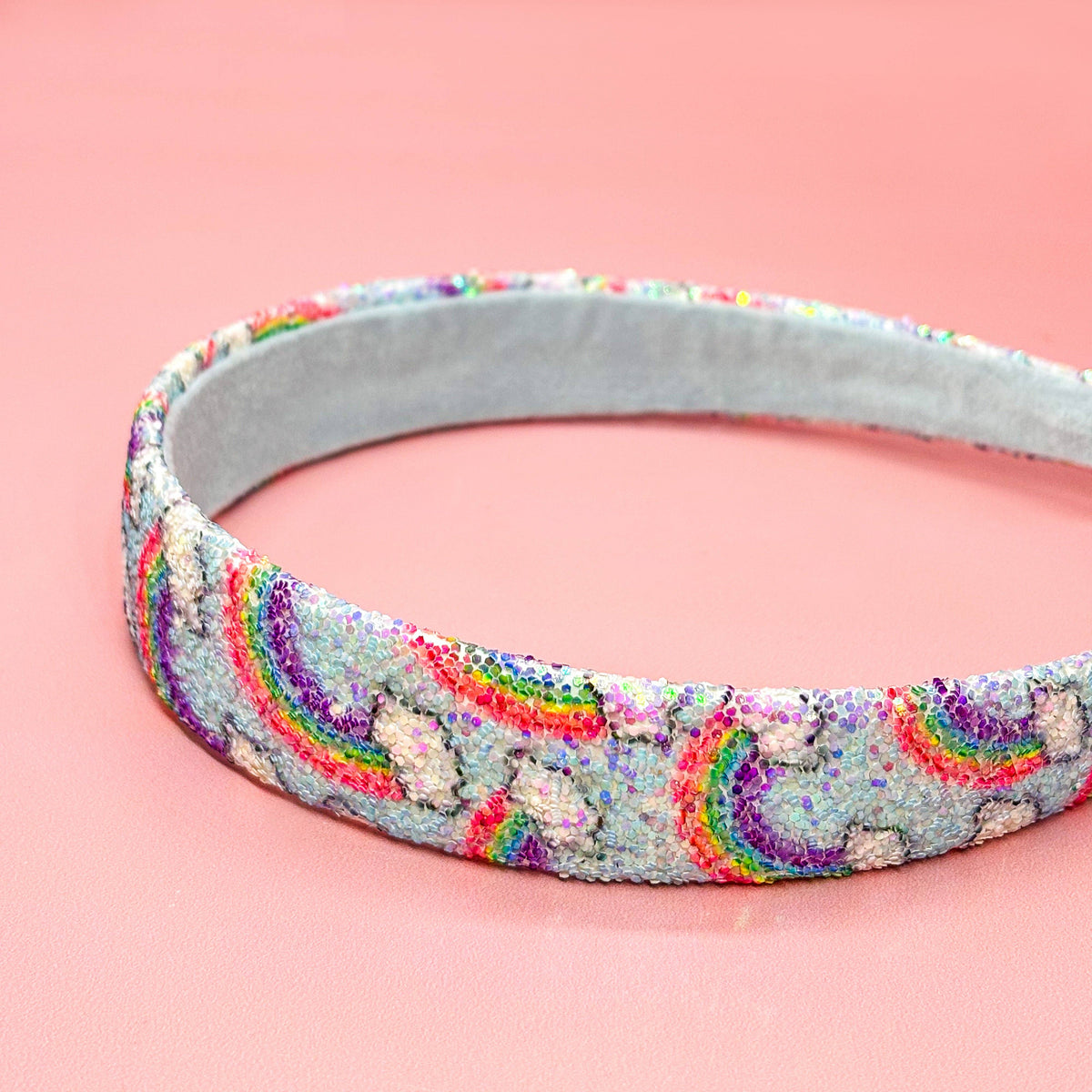 Rainbow Glitter Headband - Kids Hair Accessories: White