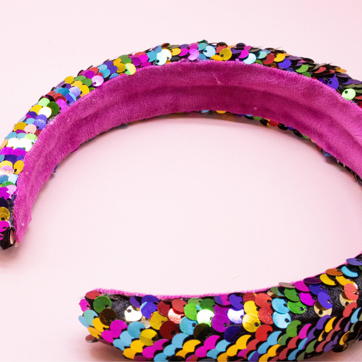 Reversible Sequin Headband - Kids Padded Hair Band: Teal/Purple