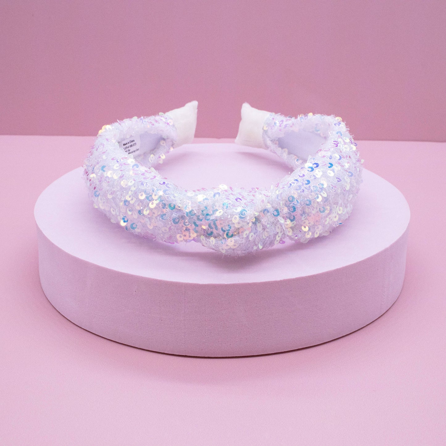 Kids Knot Headband - Sequin Knotted Hair Band Accessories: White