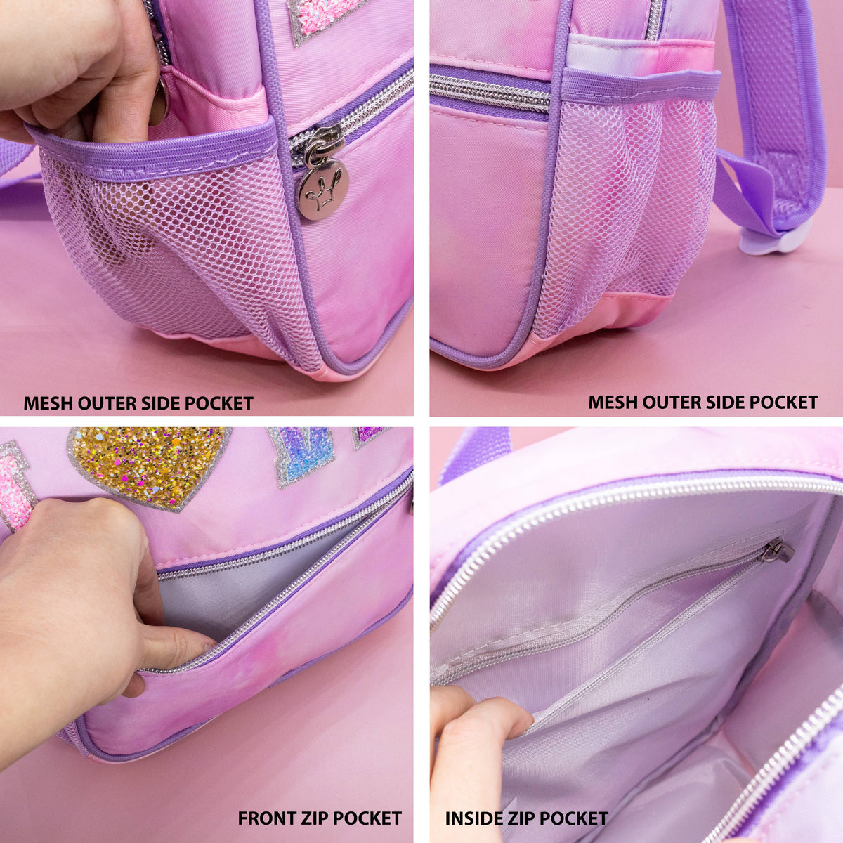 Girls Backpack with Glitter Varsity Letters - Mini Tie Dye: Tie Dye STUFF