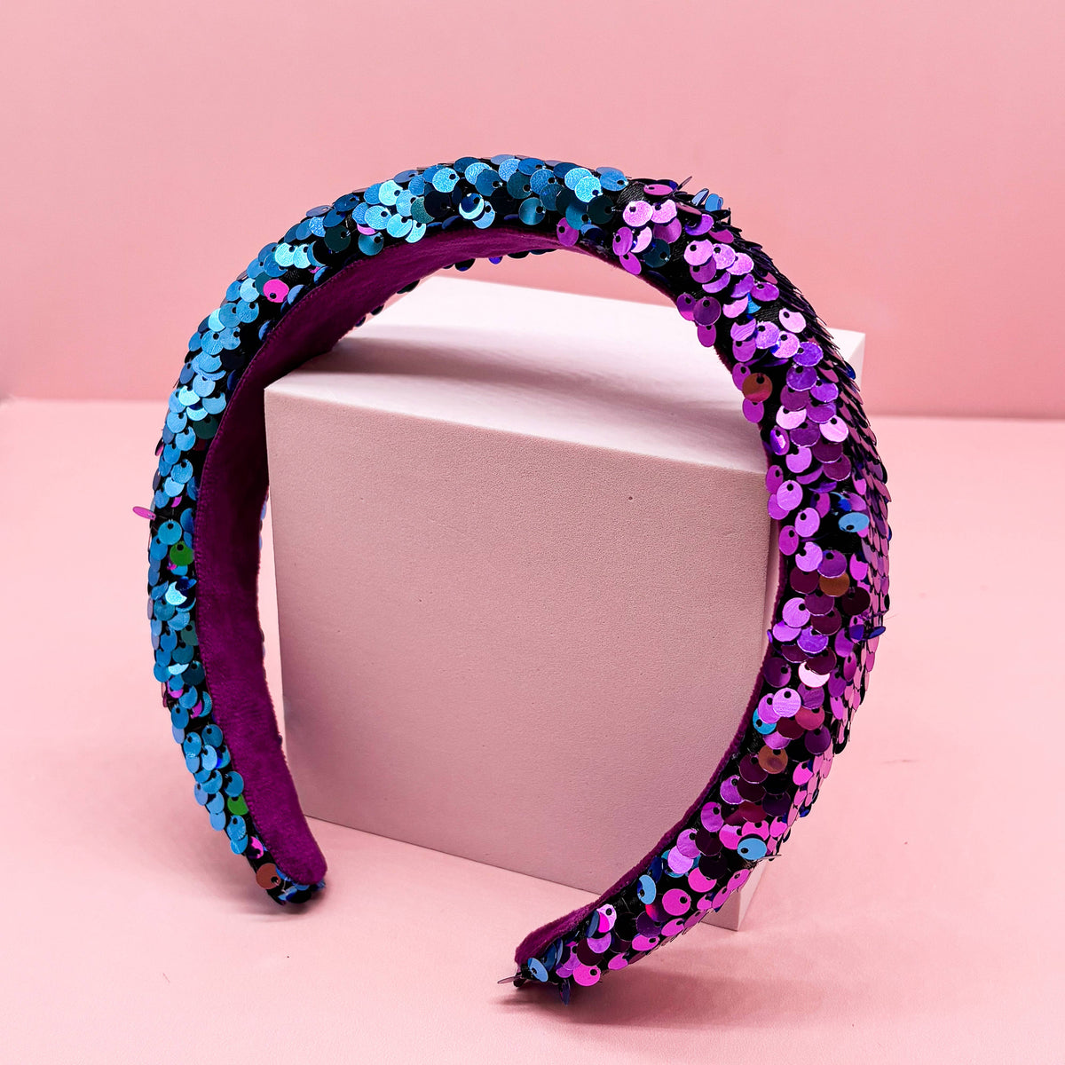 Reversible Sequin Headband - Kids Padded Hair Band: Rainbow/Gold