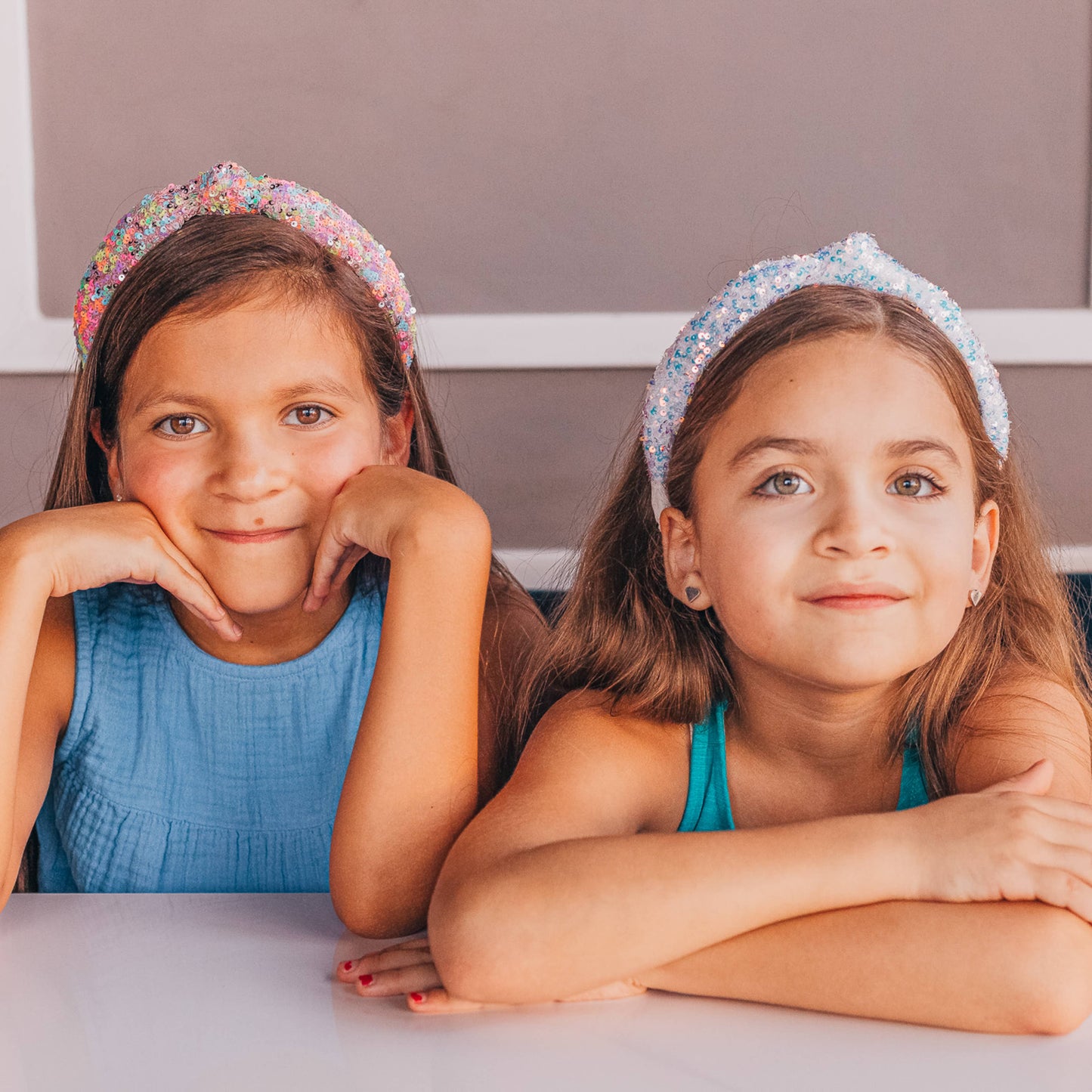 Kids Knot Headband - Sequin Knotted Hair Band Accessories: Rainbow