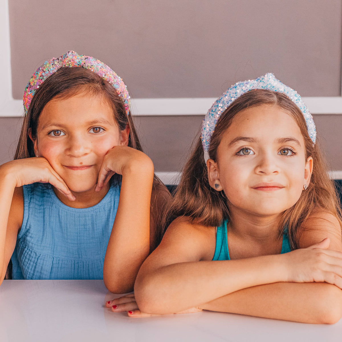 Kids Knot Headband - Sequin Knotted Hair Band Accessories: White