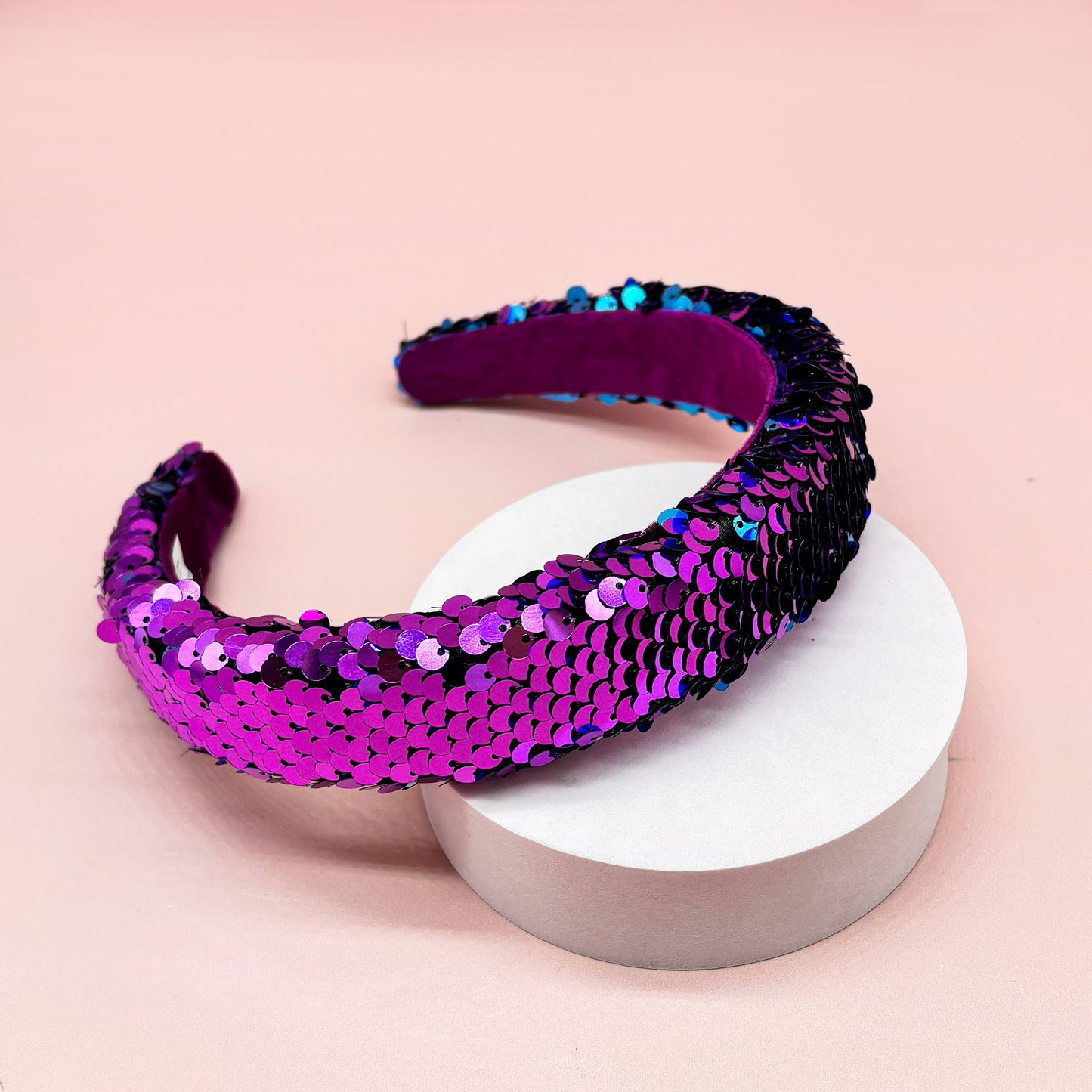 Reversible Sequin Headband - Kids Padded Hair Band: Rainbow/Gold